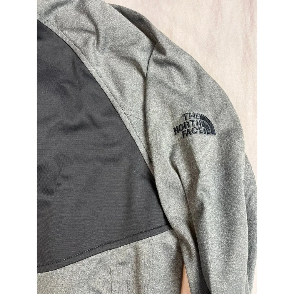The North Face Mens Full Zip Track Jacket Grey Black Mock Neck Activewear Medium